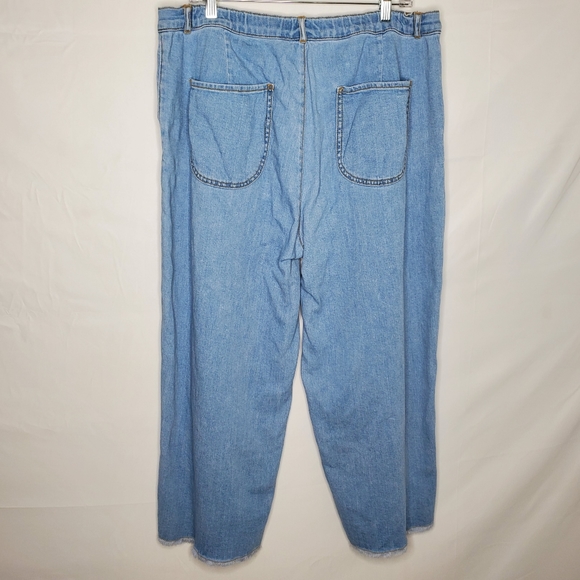 Anthropologie Pilcro Cropped Wide Leg Jeans Pleated Raw Hem Denim Size 32 - Picture 6 of 15